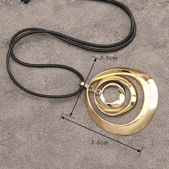 Elegant Long Wooden Pendant Boho Necklace for Women, Vintage Leather Chain, Casu - Picture 7 of 7